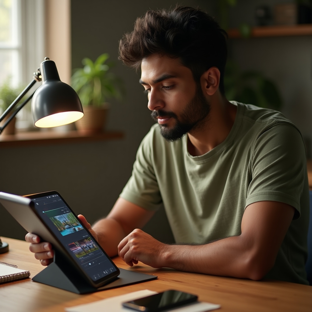 Střih videa v mobilní aplikaci na tabletu